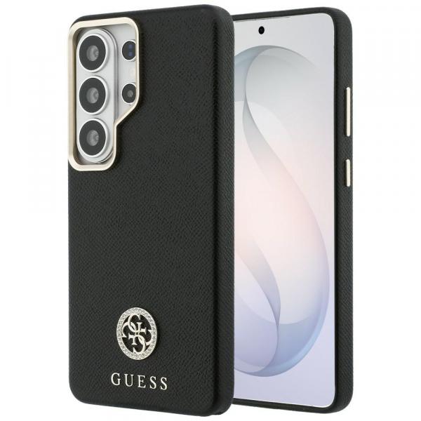 Husa MagSafe pentru Samsung Galaxy S26 Ultra S948, Guess, Rhinestone Round Logo, Neagra