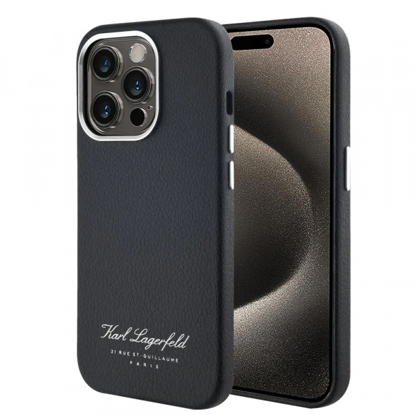 Husa pentru Apple iPhone 15 Pro Max, Karl Lagerfeld, Grained Hotel RSG, Neagra