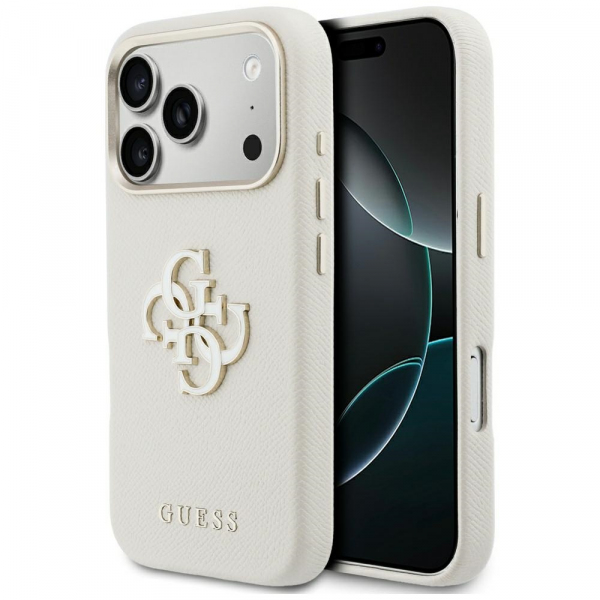 Husa pentru Apple iPhone 18 Pro / 17 Pro, Guess, Resin Logo, Bej