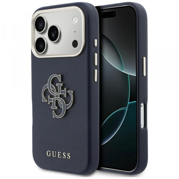 Husa pentru Apple iPhone 18 Pro Max / 17 Pro Max, Guess, Resin Logo, Albastra