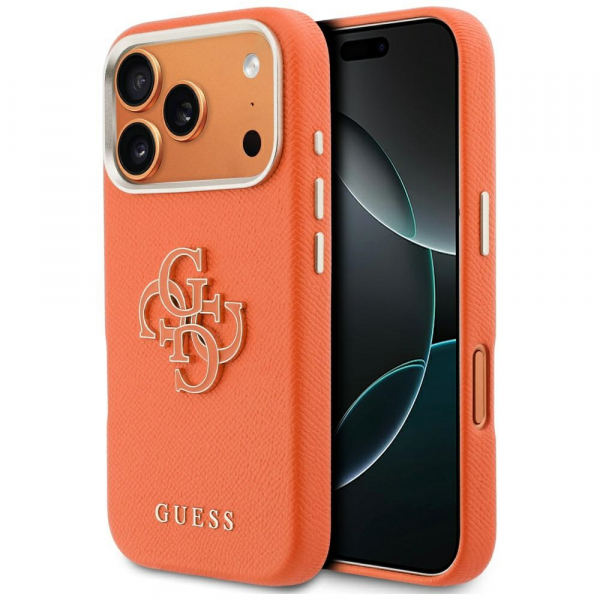 Husa pentru Apple iPhone 18 Pro Max / 17 Pro Max, GUESS, Resin Logo, Portocalie