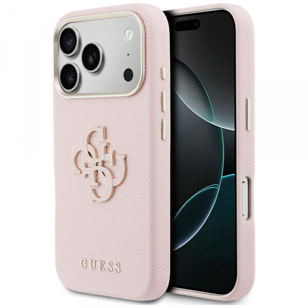 Husa pentru Apple iPhone 18 Pro Max / 17 Pro Max, Guess, Resin Logo, Roz