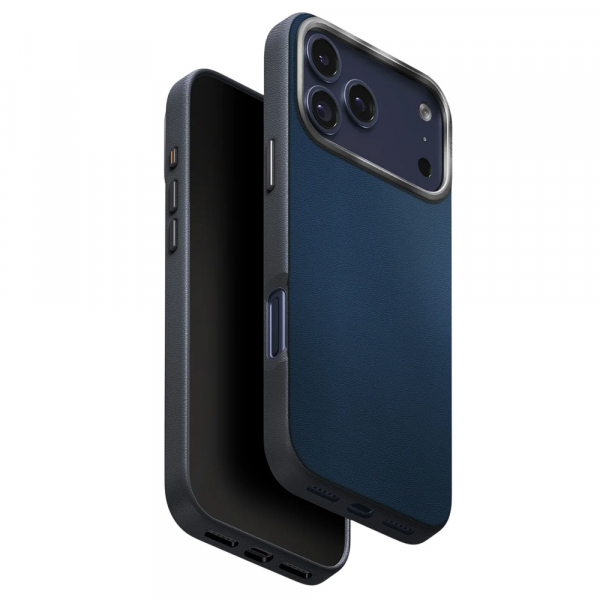 Husa pentru Apple iPhone 18 Pro / 17 Pro, UNIQ, Lyden Leatherette, Albastra Neagra