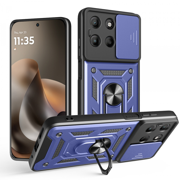 Husa pentru Motorola Moto G77 / G67, Techsuit, CamShield, Albastra