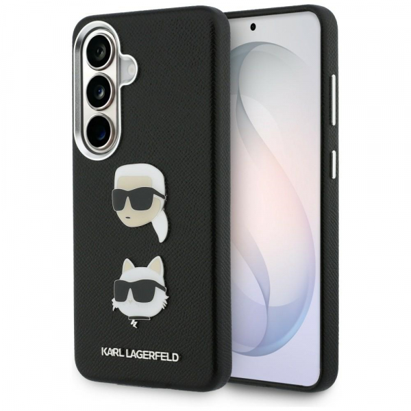 Husa pentru Samsung Galaxy S26 Plus S947, Karl Lagerfeld, Saffiano Karl & Choupette\'s Head Pin, Neagra