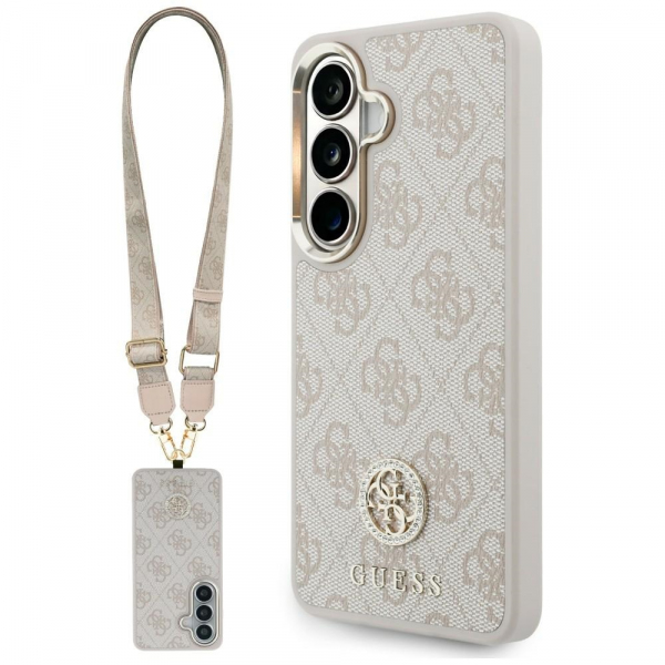 Husa pentru Samsung Galaxy S26 S942, GUESS, 4G Big Rhinestone Triangle Strap, Roz