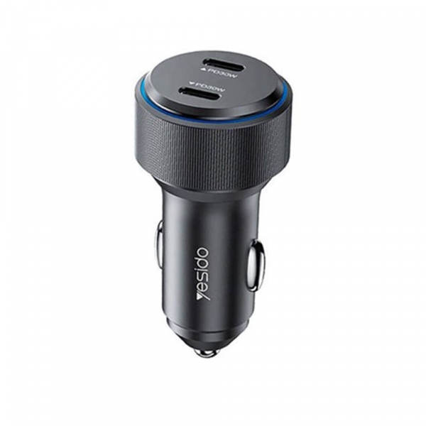 Incarcator Auto Yesido Y48, 60W, 3A, 2 x USB-C, Negru