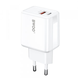 Incarcator Retea BWOO CDA182, 38W, 3A, 1 x USB-A - 1 x USB-C, Alb
