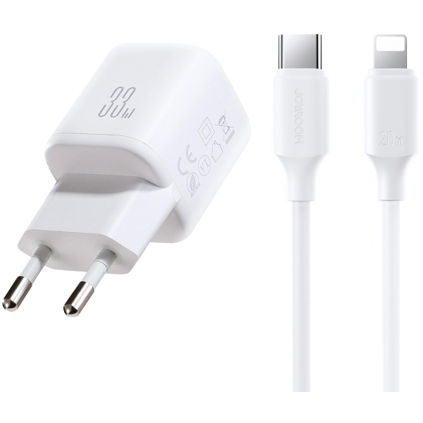 Incarcator Retea Cu Cablu Lightning Joyroom JR-TG7, 33W, 3A, 1 x USB-A - 1 x USB-C, Alb
