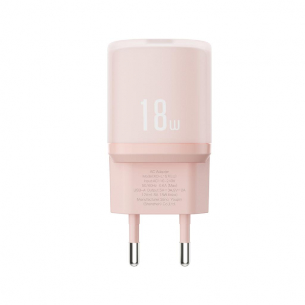 Incarcator Retea XO Design L157, 18W, 3A, 1 x USB-A, Roz