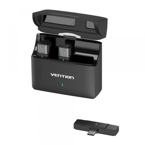 Lavaliera Vention Clip-On, USB-C, Set 2 bucati, Neagra