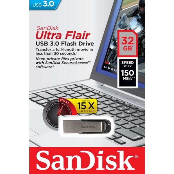 Memorie Externa USB-A 3.0 SanDisk Ultra Flair, 32Gb SDCZ73-032G-G46