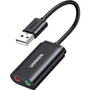 Placa de sunet USB UGREEN US205, 2 x Jack 3.5mm, Negru