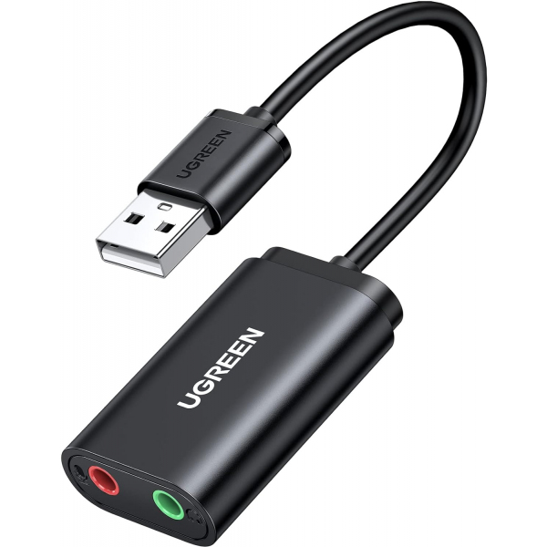 Placa de sunet USB UGREEN US205, 2 x Jack 3.5mm, Negru