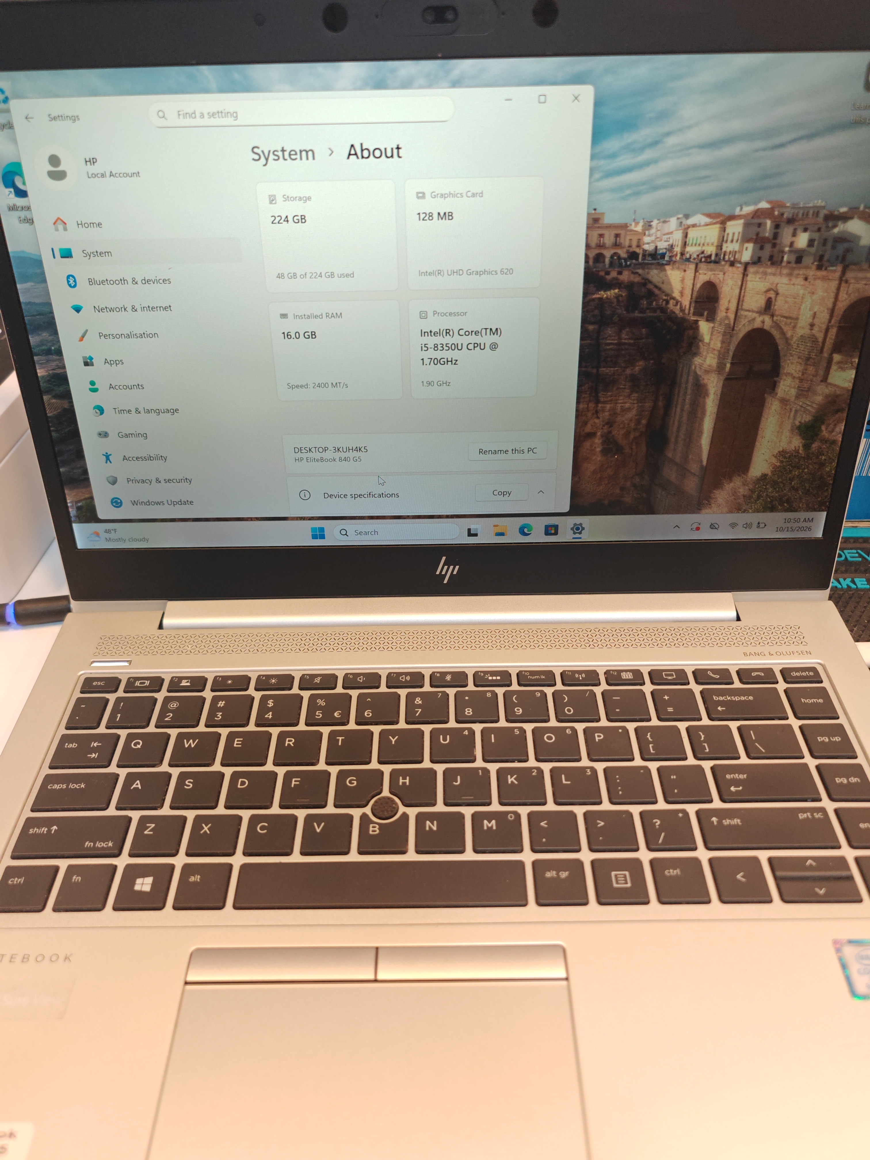 HP EliteBook 840 G5 i5-8350U 16GB 256GB SSD 14" – Second hand