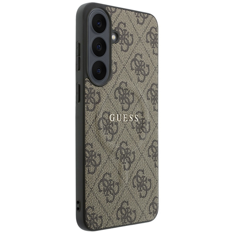 Husa MagSafe pentru Samsung Galaxy S26 FE S741, Guess, 4G Embossed Ring Classic Logo, Maro - imagine 4
