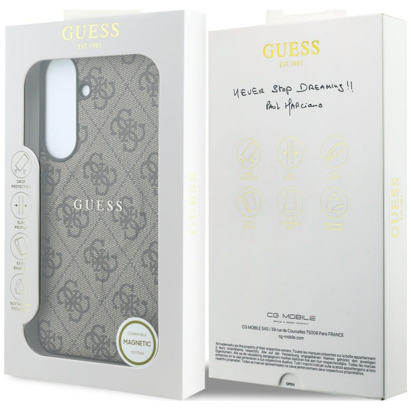 Husa MagSafe pentru Samsung Galaxy S26 FE S741, Guess, 4G Embossed Ring Classic Logo, Maro - imagine 7