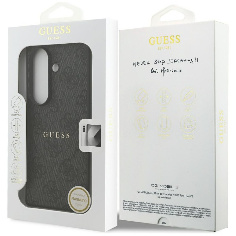Husa MagSafe pentru Samsung Galaxy S26 FE S741, Guess, 4G Embossed Ring Classic Logo, Neagra - imagine 6