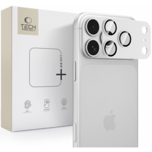 Folie de protectie Camera Spate Tech-Protect CamFull Fit+ pentru Apple iPhone 18 Pro Max, Sticla Securizata, Argintie