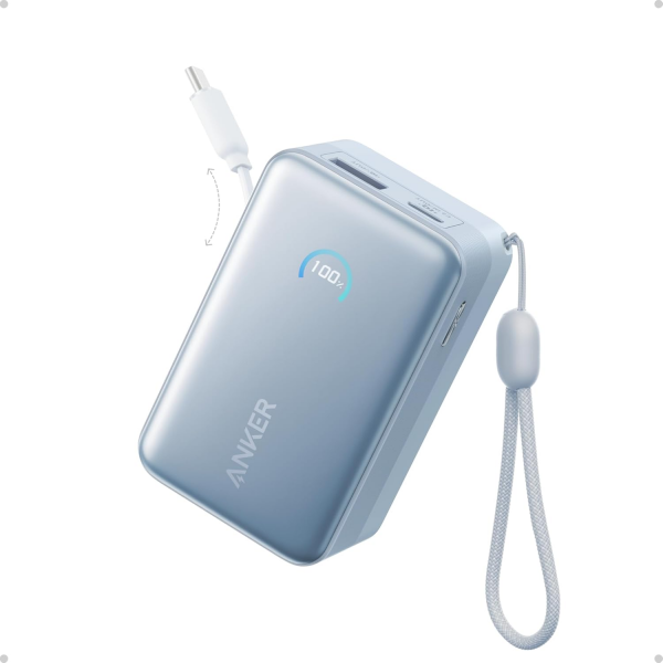 Baterie Externa Anker Nano, 10000mAh, 45W, QC + PD, 1 x USB-A - 2 x USB-C, Albastra