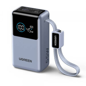 Baterie Externa UGREEN Nexode Pro PB727 (75701B), 10000mAh, 55W, QC + PD, 1 x USB-A - 2 x USB-C, Gri Ardezie