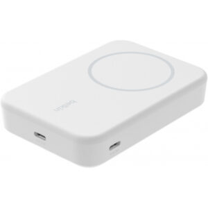 Baterie Externa Wireless Belkin BoostCharge Pro with Kickstand, 10000mAh, 15W, FQI, 1 x QI - 1 x USB-C, Alba BPD008btWH
