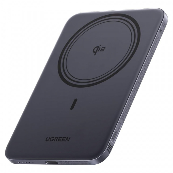 Baterie Externa Wireless UGREEN PB580 (75984B), 5000mAh, 20W, PD + FQI, 1 x QI - 1 x USB-C, Gri