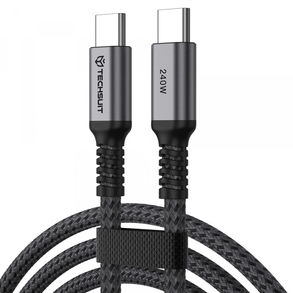 Cablu Date si Incarcare USB-C - USB-C Techsuit TitanSync Pro CX2, 240W, 1m, Gri