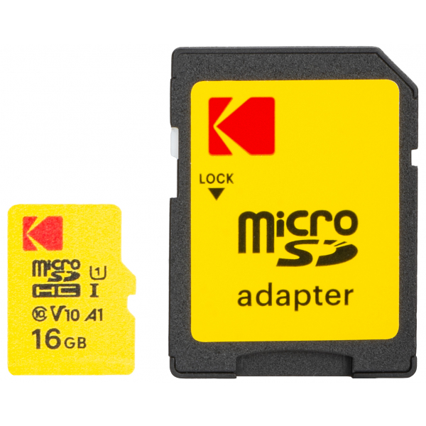 Card Memorie microSDHC Kodak Extra Performance, 16Gb, Clasa 10 / UHS-1 U1, Cu Adaptor EKMSDM16GHC10J6