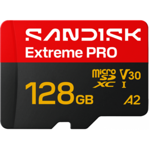 Card Memorie microSDXC SanDisk Extreme Pro A2, 128Gb, Clasa 10 / UHS-1 U3, Cu Adaptor SDSQXCJ-128G-GS6MA