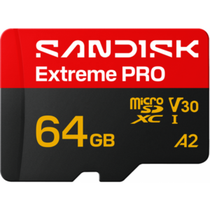 Card Memorie microSDXC SanDisk Extreme Pro A2, 64Gb, Clasa 10 / UHS-1 U3, Cu Adaptor SDSQXCU-064G-GS6MA