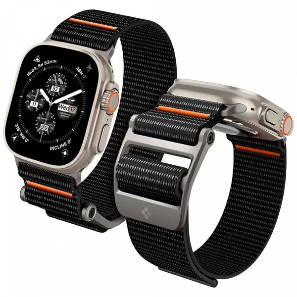 Curea Spigen DuraPro Flex pentru Apple Watch 49mm / 46mm / 45mm / 44mm Series, Neagra Portocalie AMP05981