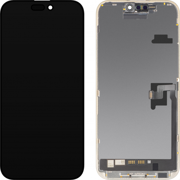 Display cu Touchscreen MP compatibil cu Apple iPhone 16 Pro Max, cu Rama, Versiune Soft OLED FHD 120Hz Diagnostic, Negru
