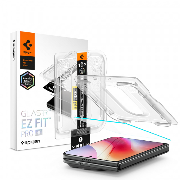 Folie de protectie Ecran Exterior Spigen GlastR EZ FIT Pro HD pentru Apple iPhone Duo, Sticla Securizata, Full Glue AGL12014