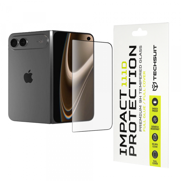 Folie de protectie Ecran Exterior Techsuit pentru Apple iPhone Duo, Sticla Securizata, Full Glue, 111D, Neagra