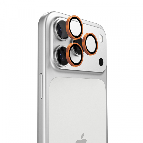 Folie de protectie Camera Spate Torras Lensguard pentru Apple iPhone 18 Pro Max / 17 Pro Max / 18 Pro / 17 Pro, Sticla Securizata, Portocalie
