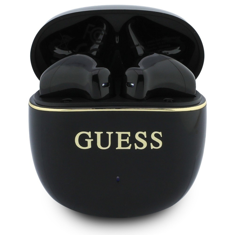 Handsfree Bluetooth Guess Glossy Gold Line Classic, TWS, Negru