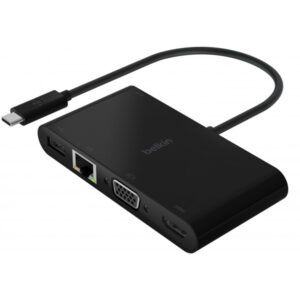 Hub USB-C Belkin Connect, 1 x USB-A 3.0 - 1 x USB-C - 1 x HDMI - 1 x VGA - 1 x RJ45, Negru AVC004btBK