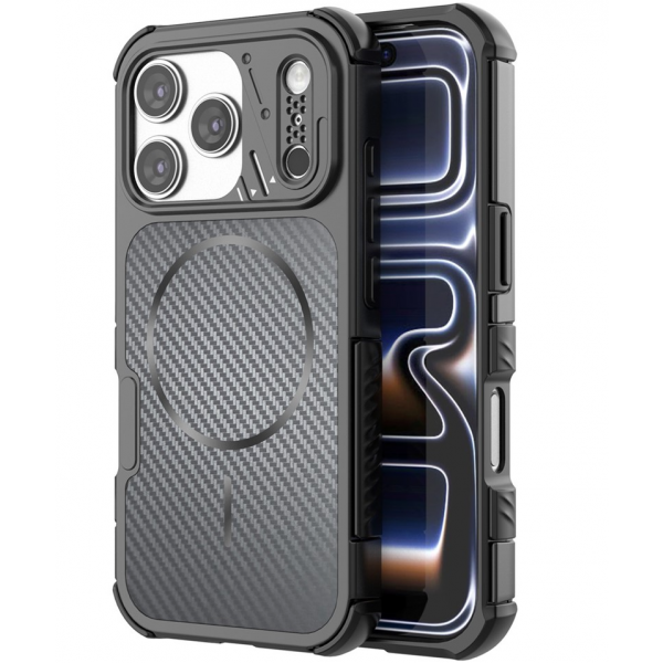 Husa MagSafe pentru Apple iPhone 18 Pro Max / 17 Pro Max, OEM, Carbon and Corner Protection, Neagra