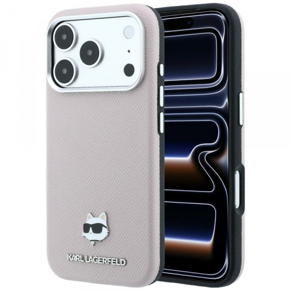 Husa MagSafe pentru Apple iPhone 18 Pro / 17 Pro, Karl Lagerfeld, Grained Choupette Head, Roz