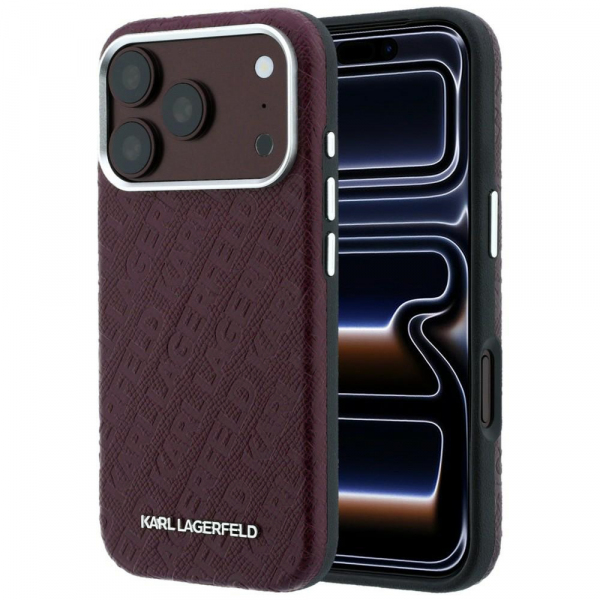 Husa MagSafe pentru Apple iPhone 18 Pro / 17 Pro, Karl Lagerfeld, Grained Metal Logo, Visinie