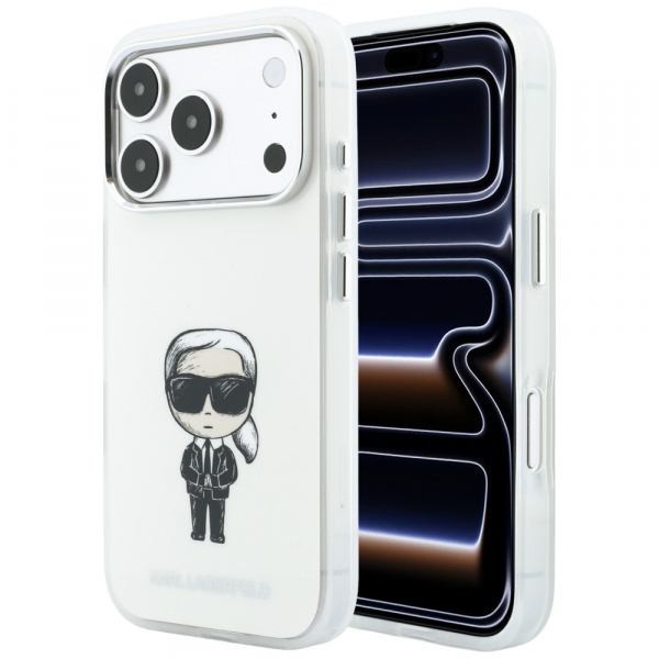 Husa MagSafe pentru Apple iPhone 18 Pro / 17 Pro, Karl Lagerfeld, HC IML Ikonik Sketch Print, Bej