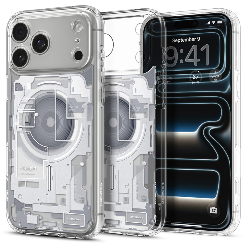 Husa MagSafe pentru Apple iPhone 18 Pro / 17 Pro, Spigen, Ultra Hybrid Zero One, Alba ACS12163