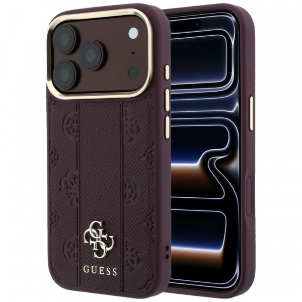 Husa MagSafe pentru Apple iPhone 18 Pro Max / 17 Pro Max, Guess, Stripe Peony 4G, Visinie
