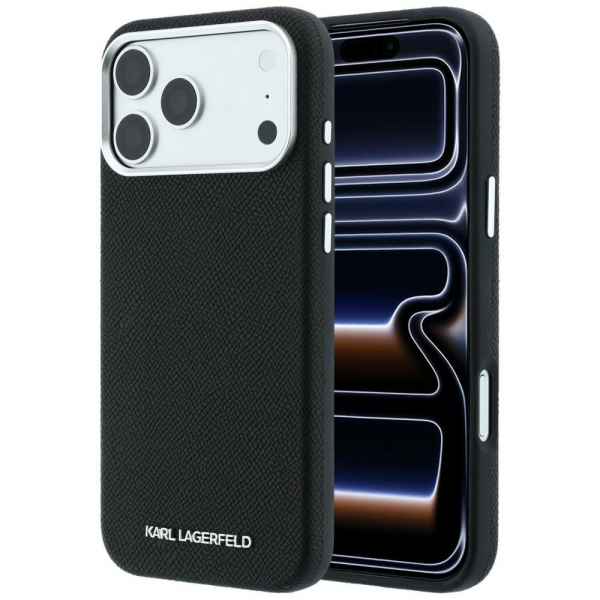 Husa MagSafe pentru Apple iPhone 18 Pro Max / 17 Pro Max, Karl Lagerfeld, Grained Elongated Logo, Neagra