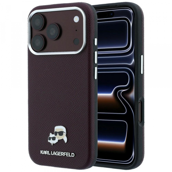 Husa MagSafe pentru Apple iPhone 18 Pro Max / 17 Pro Max, Karl Lagerfeld, Grained KC Heads, Visinie