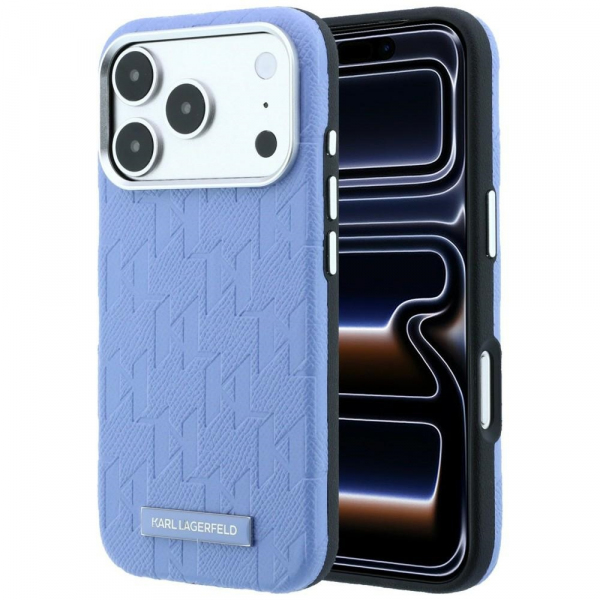Husa MagSafe pentru Apple iPhone 18 Pro Max / 17 Pro Max, Karl Lagerfeld, Grained Mono Resin Logo, Bleu
