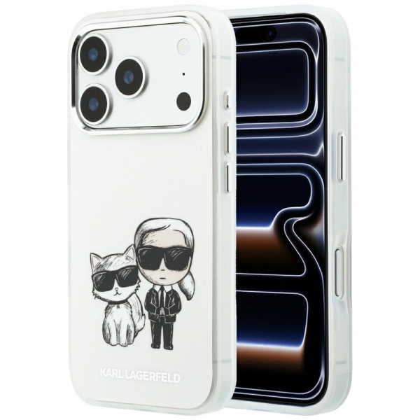 Husa MagSafe pentru Apple iPhone 18 Pro Max / 17 Pro Max, Karl Lagerfeld, IML KC Bodies Sketch Print, Bej