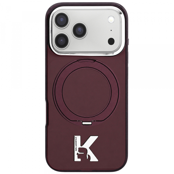 Husa MagSafe pentru Apple iPhone 18 Pro Max / 17 Pro Max, Karl Lagerfeld, IML Ring Stand Kameo Metal, Visinie