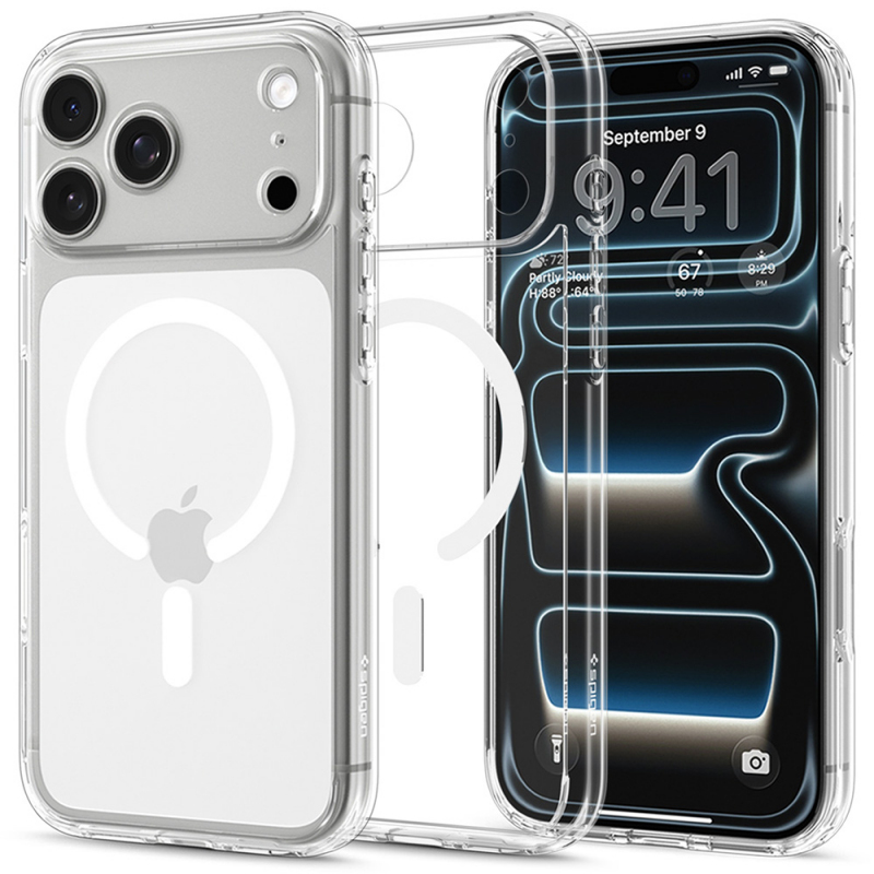 Husa MagSafe pentru Apple iPhone 18 Pro Max / 17 Pro Max, Spigen, Ultra Hybrid, Transparenta Alba ACS12118